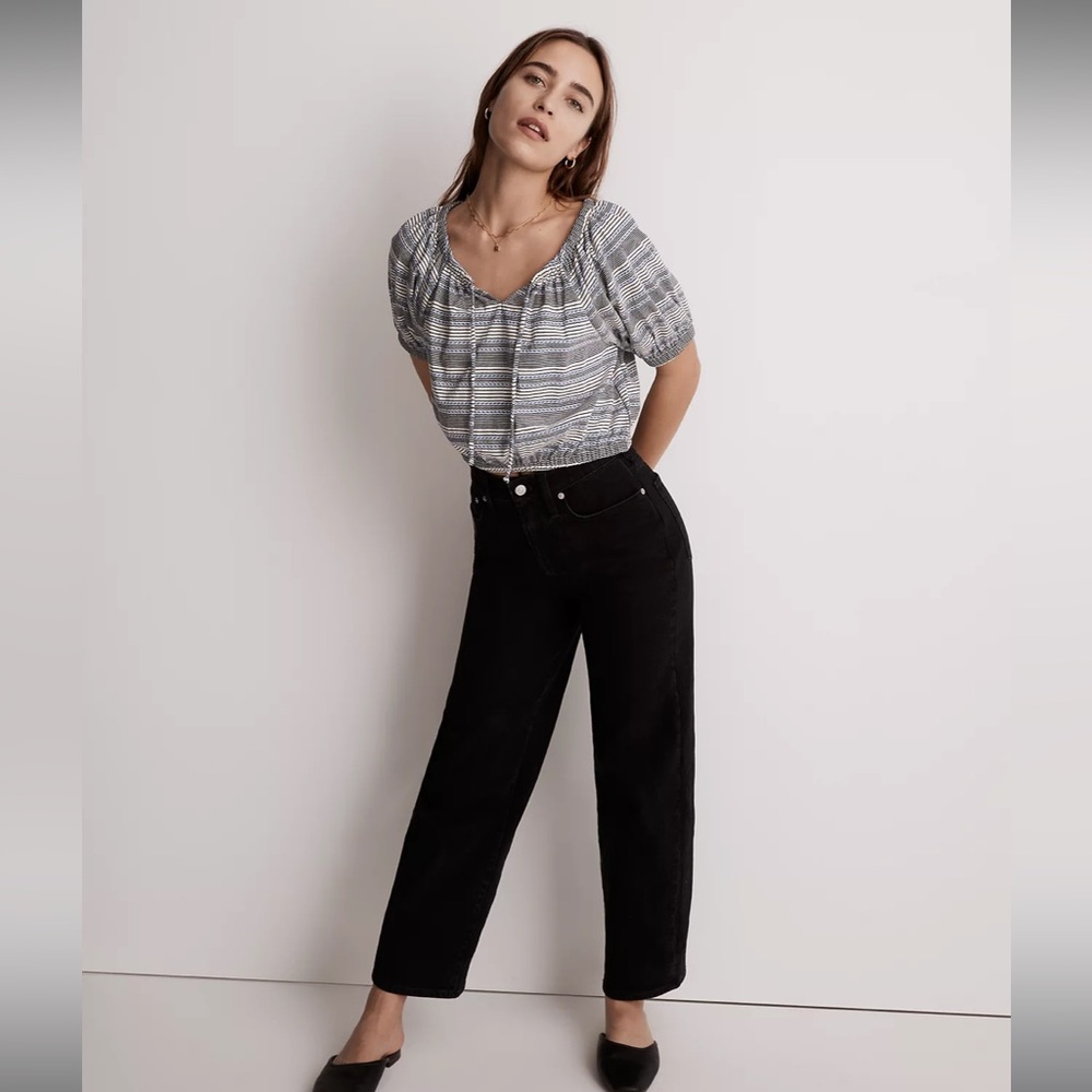 Madewell jacquard keyhole crop top size L